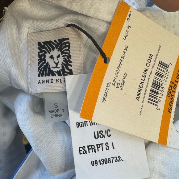 Anne Klein Blue White Floral Sleeveless Midi Dress Women’s Small Textured Print - Picture 8 of 9